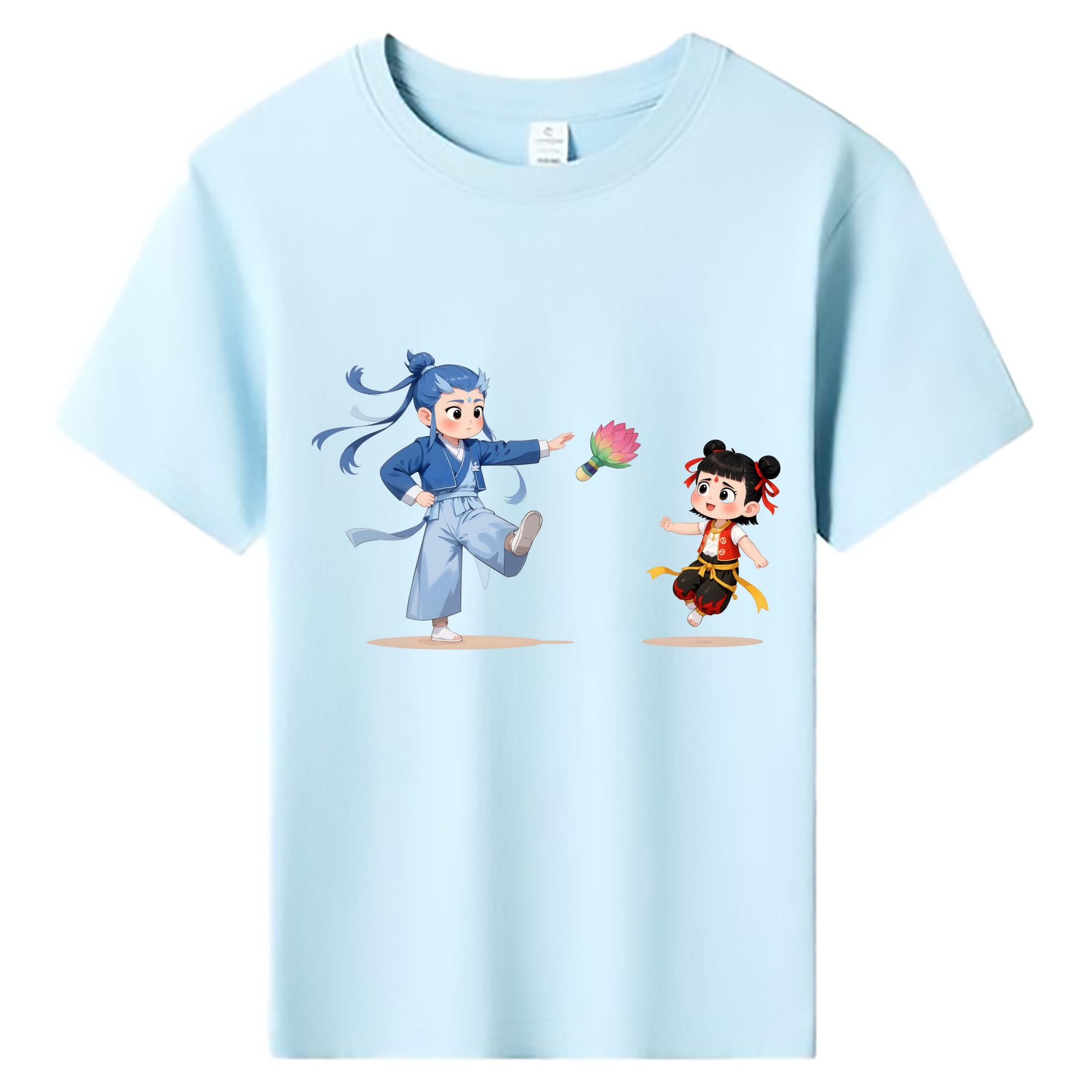 （画像用） Ne Zha 2 ナタ 魔童の大暴れ 綿100％キッズTシャツ（フロントプリント）